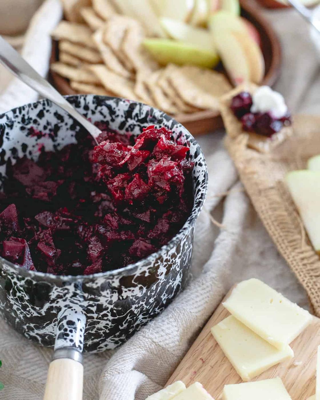 This beet apple chutney can be used in an appetizer spread, on your favorite meat or even in your bowl of yogurt!