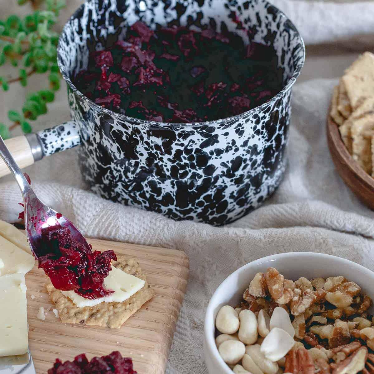 Orange and warm winter spices make this beet apple chutney a delicious addition to any appetizer spread.