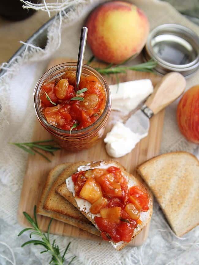 Rosemary tomato peach chutney