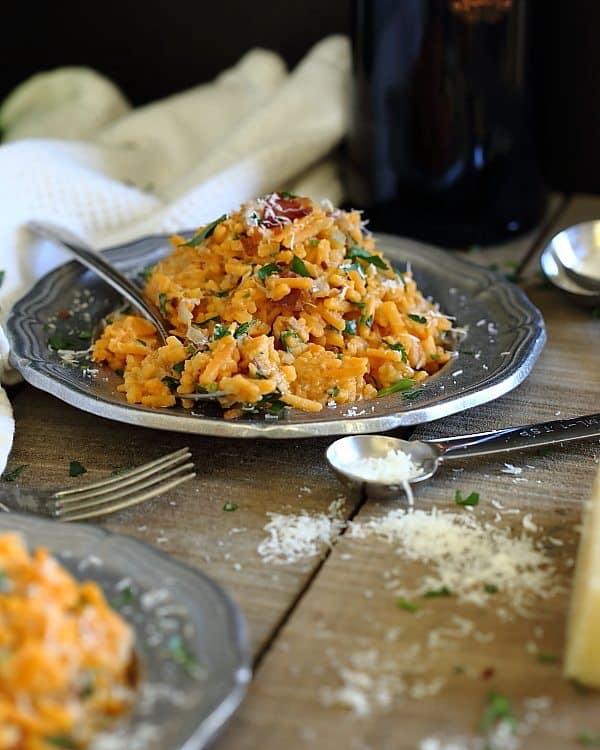 This sweet potato carbonara makes for a great, noodle-less version of a classic pasta comfort food.