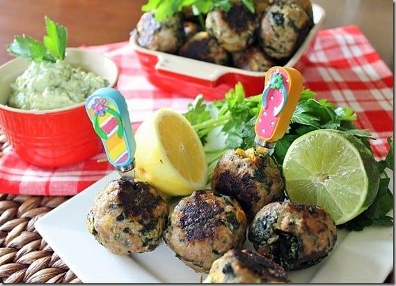 Turkey Meatballs with Avocado Sauce