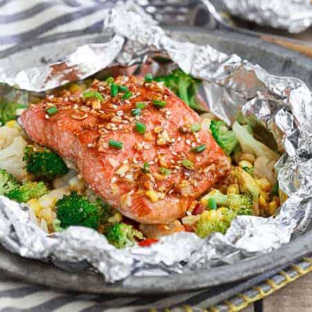 Sriracha Honey Salmon Vegetable Packets