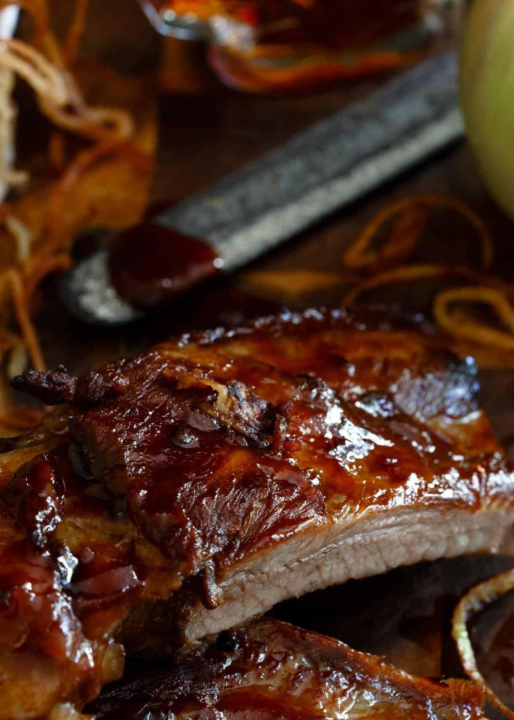 Transition into fall with these Sticky Maple Apple Pork Ribs served with shoestring fried apples!