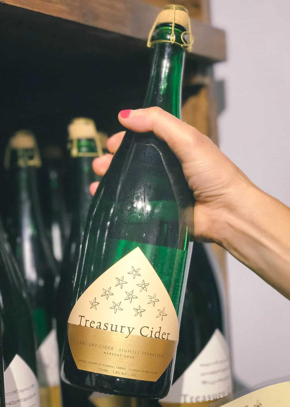 Treasury Cider, local to the Hudson Valley, is a semi-dry cider perfect for blending up with strawberries and basil for these easy cider slushies.