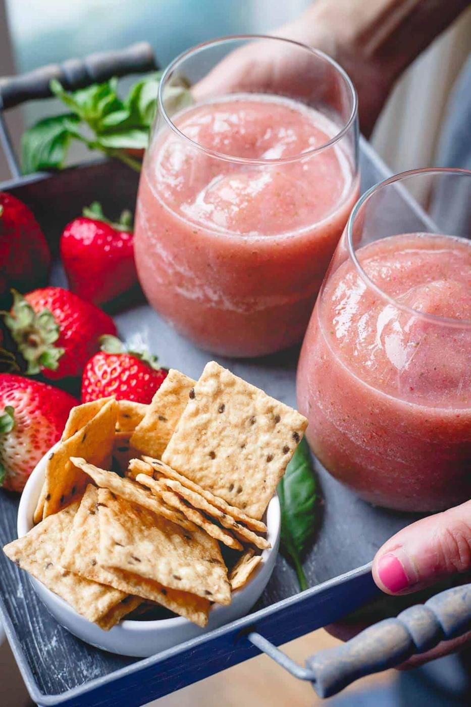 Strawberry Basil Cider Slushies