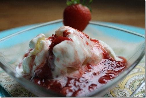 Strawberry Ginger Sauce and vanilla ice cream