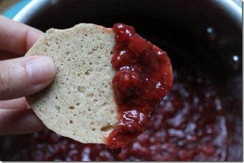 Strawberry Ginger Sauce on cookies