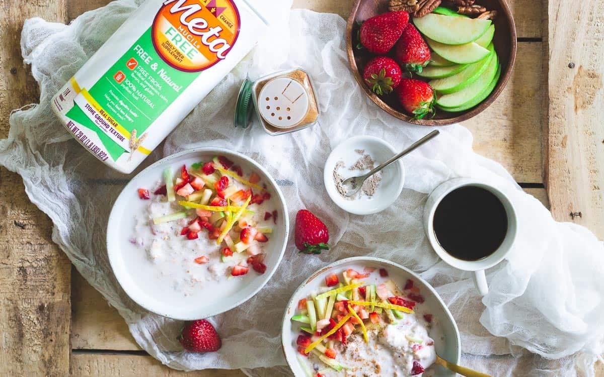 An extra dose of hidden fiber is packed into this spring muesli bowl. Made the night before, it's ready for you when you wake up!
