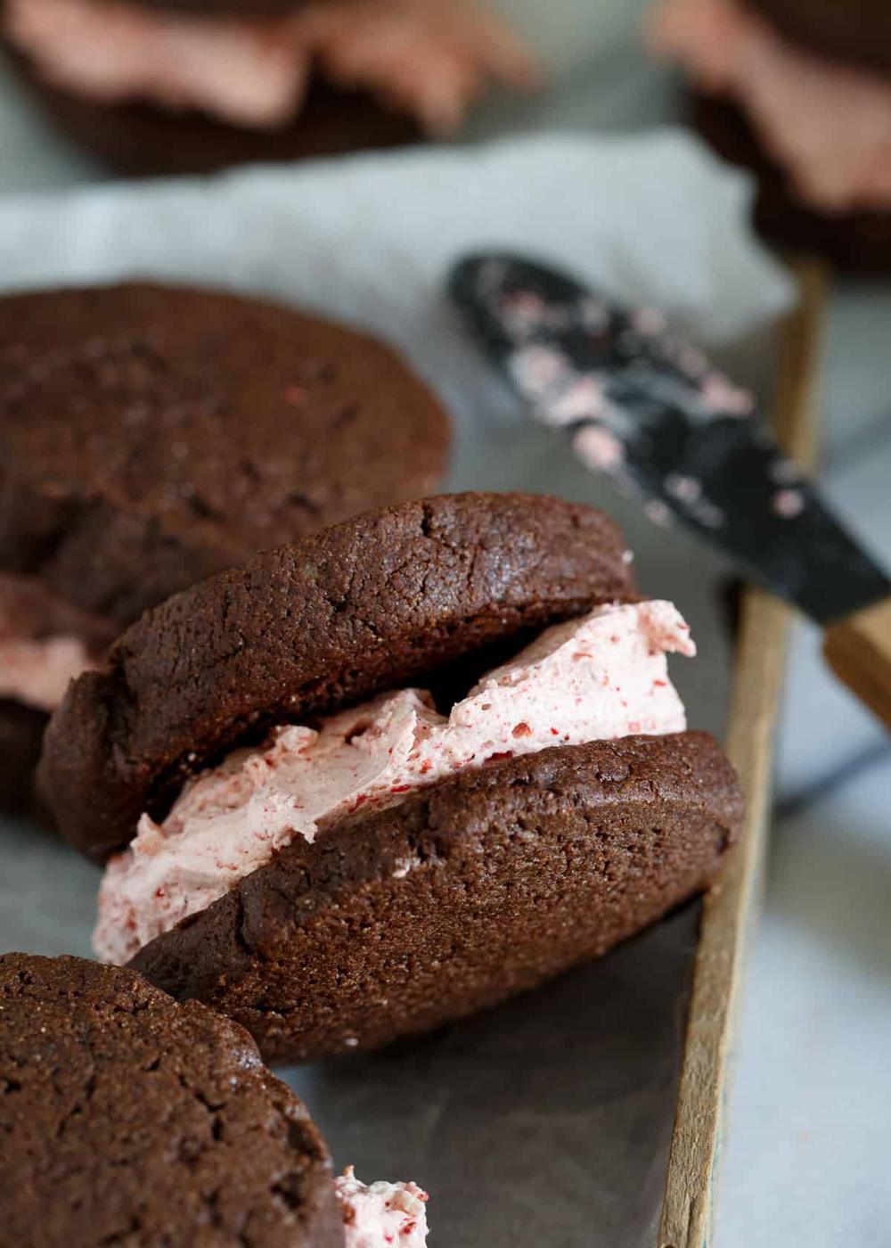 Strawberry Marshmallow Brownie Sandwich Cookies are a gluten free tasty treat!