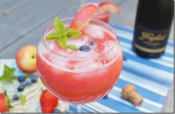 Strawberry nectarine and lime bellini