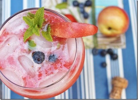 Strawberry nectarine lime bellini