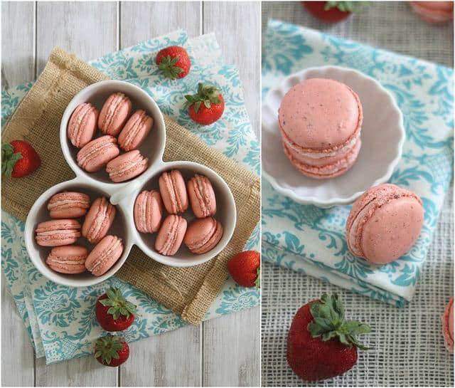 strawberry macarons