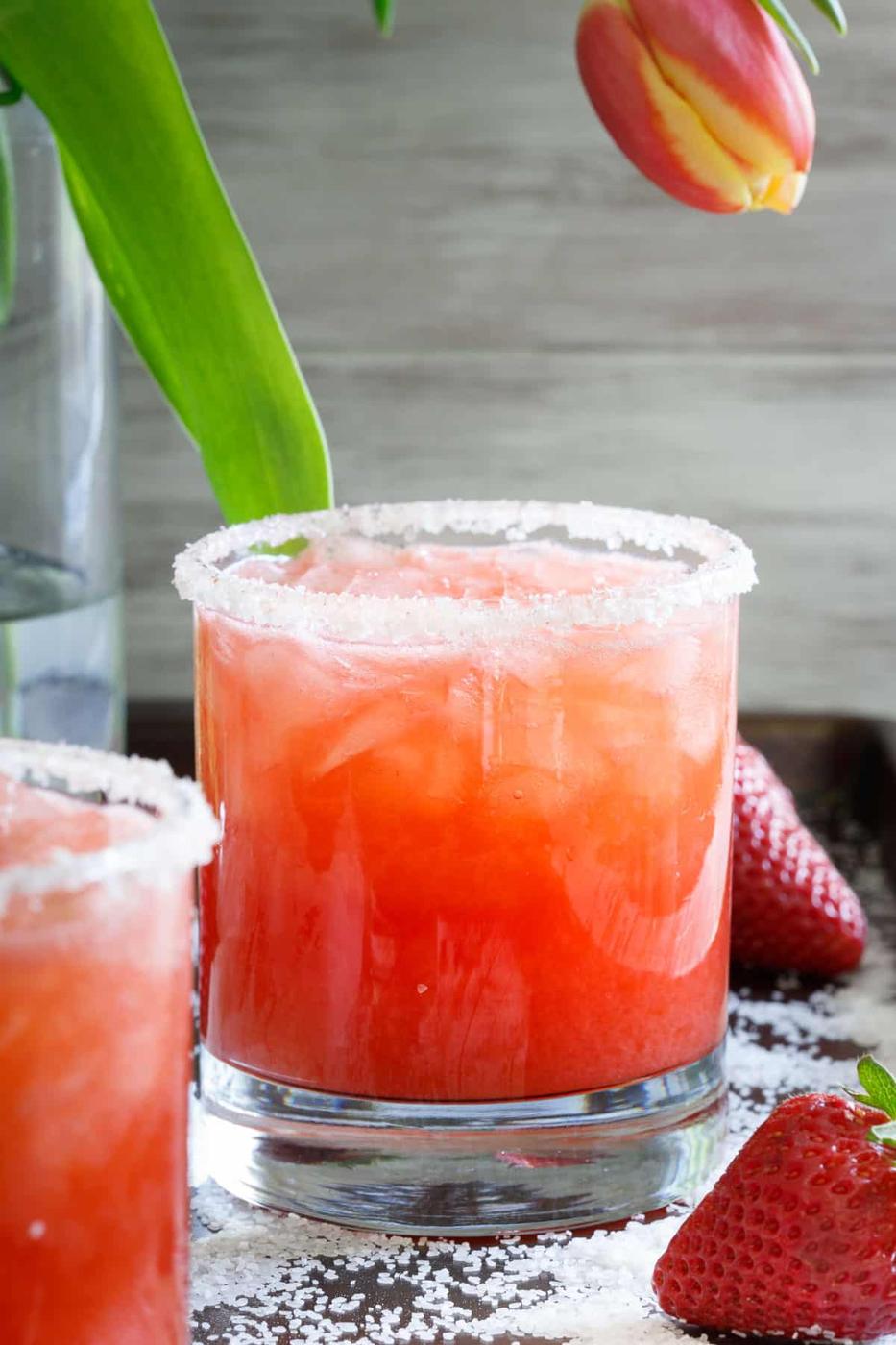 This salty dog cocktail recipe adds fresh seasonal strawberries for a spring twist to this classic drink.