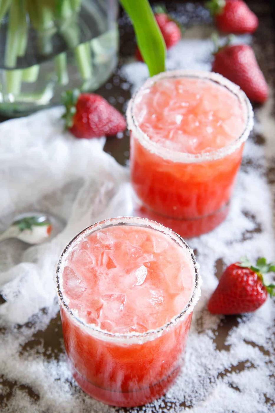 This strawberry salty dog is a seasonal twist on the classic tart and salty drink.