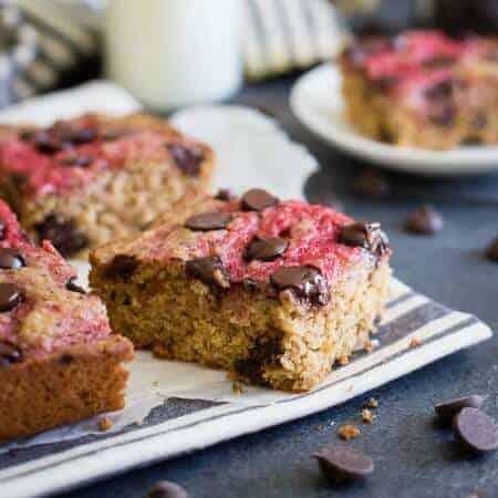 Strawberry Yogurt Chocolate Chip Snack Cake