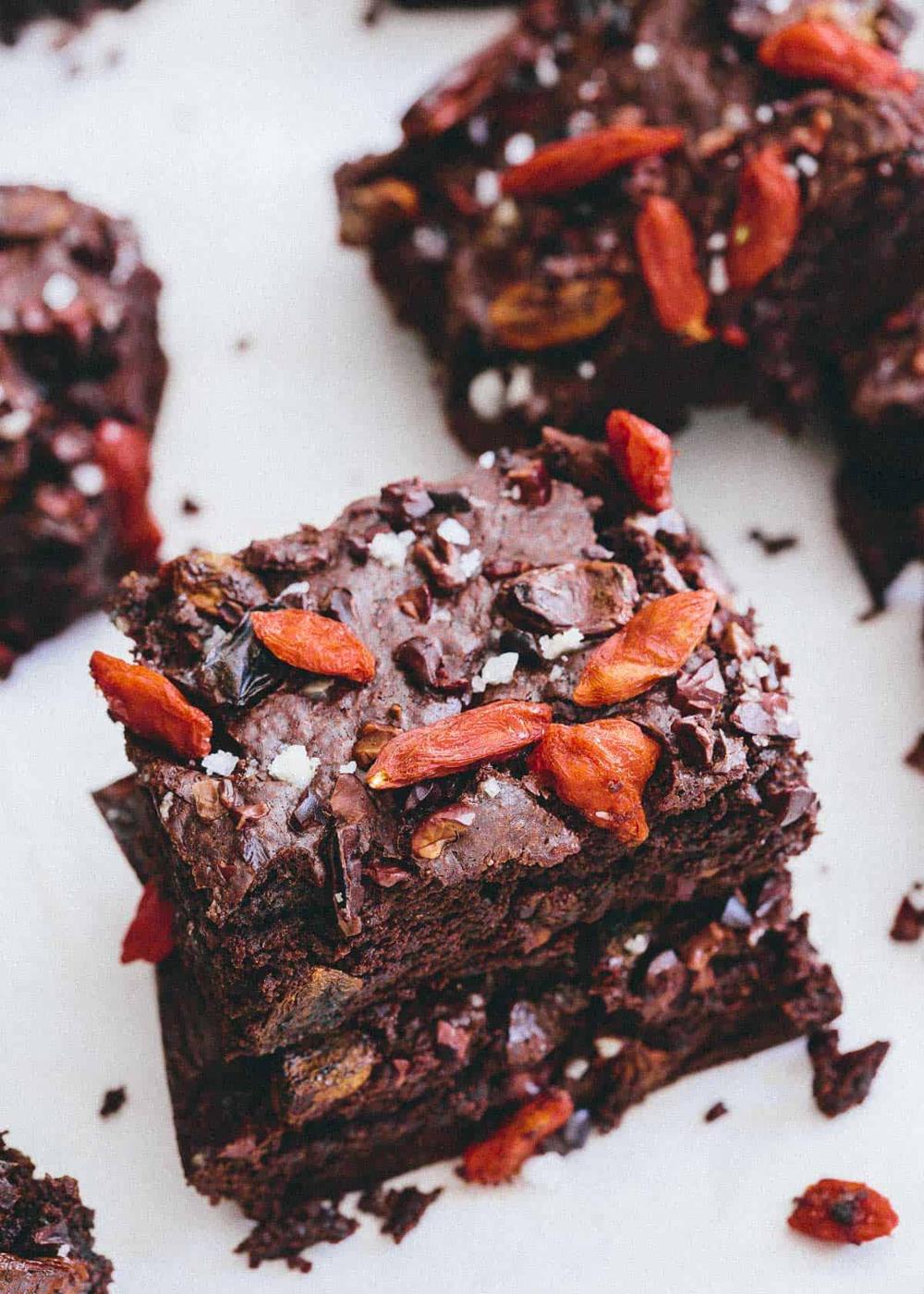 Gluten free, packed with superfoods like goji berries and cacao nibs, these Superfood Brownies are irresistible!