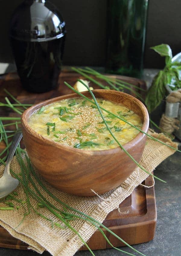 Egg drop soup with sweet corn