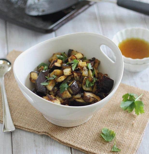 Sweet and Crunchy Maple Orange Roasted Eggplant