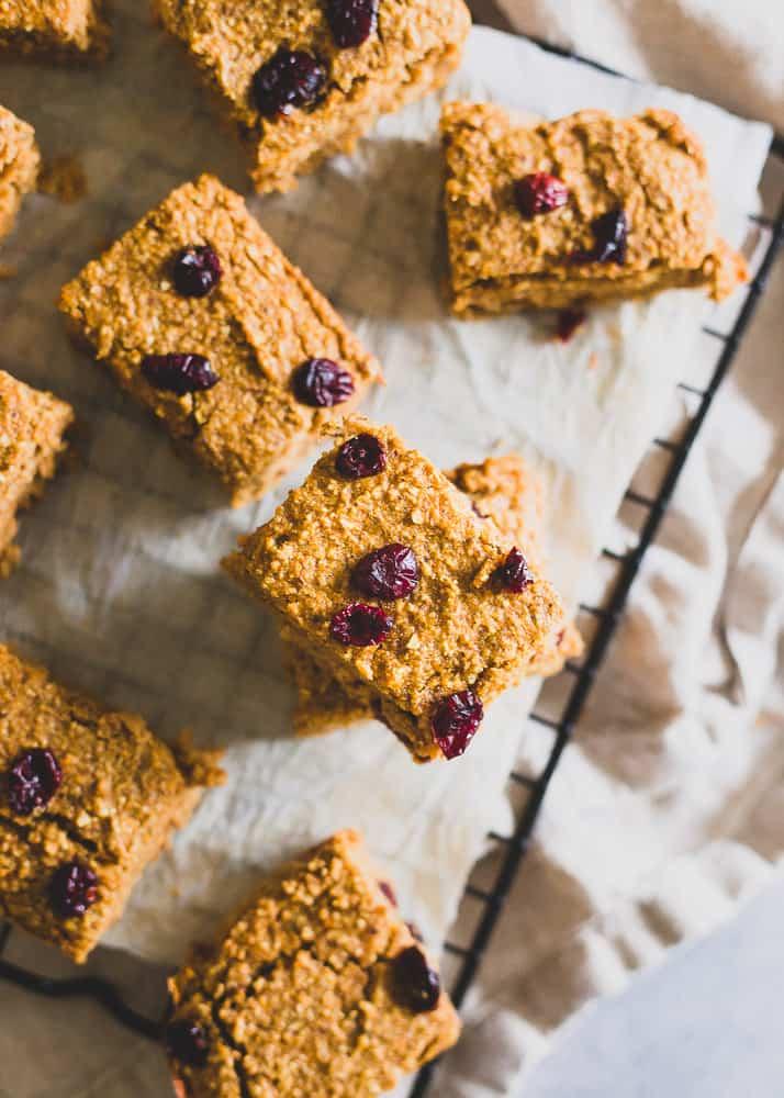 Grab a sweet potato bar for a healthy snack on the go. Slightly sweet, packed with fall spices and perfect with a glass of milk or a dollop of nut butter.