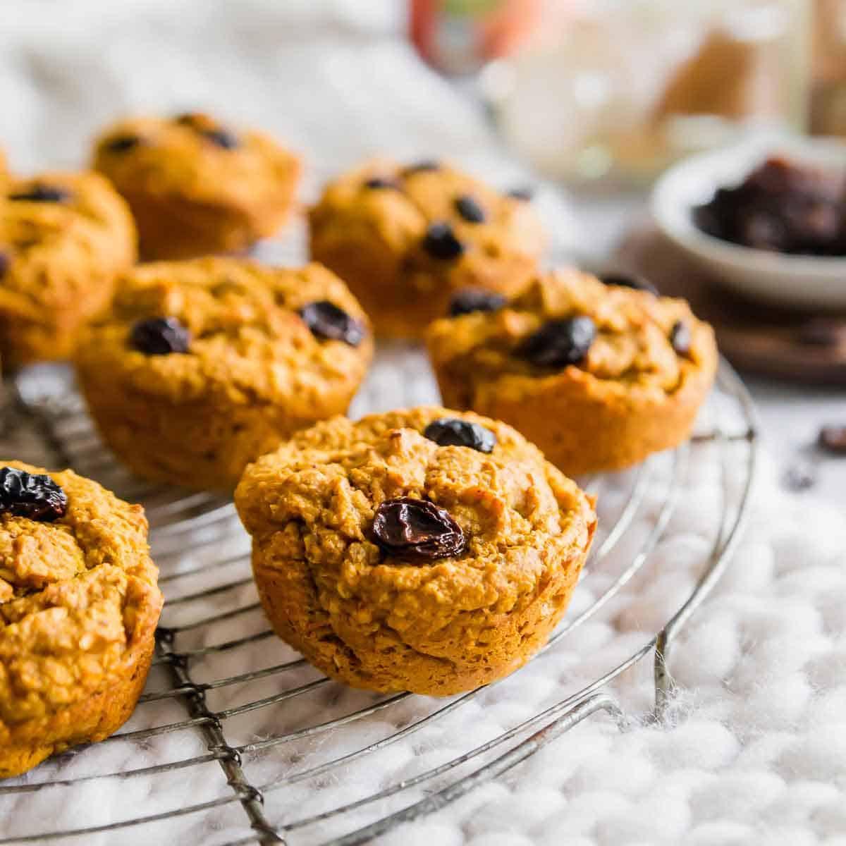 These gluten-free, vegan sweet potato bran muffins are studded with raisins for a healthy, hearty and nutrient dense breakfast or snack. Just over 100 calories each!