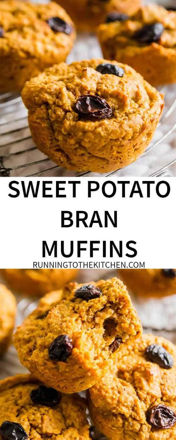 Easy to make gluten-free & vegan sweet potato bran muffins are a hearty, healthy and delicious winter treat perfect for snacking or easy breakfasts. #branmuffins #sweetpotatomuffins #oatbranmuffins #sweetpotatobranmuffins