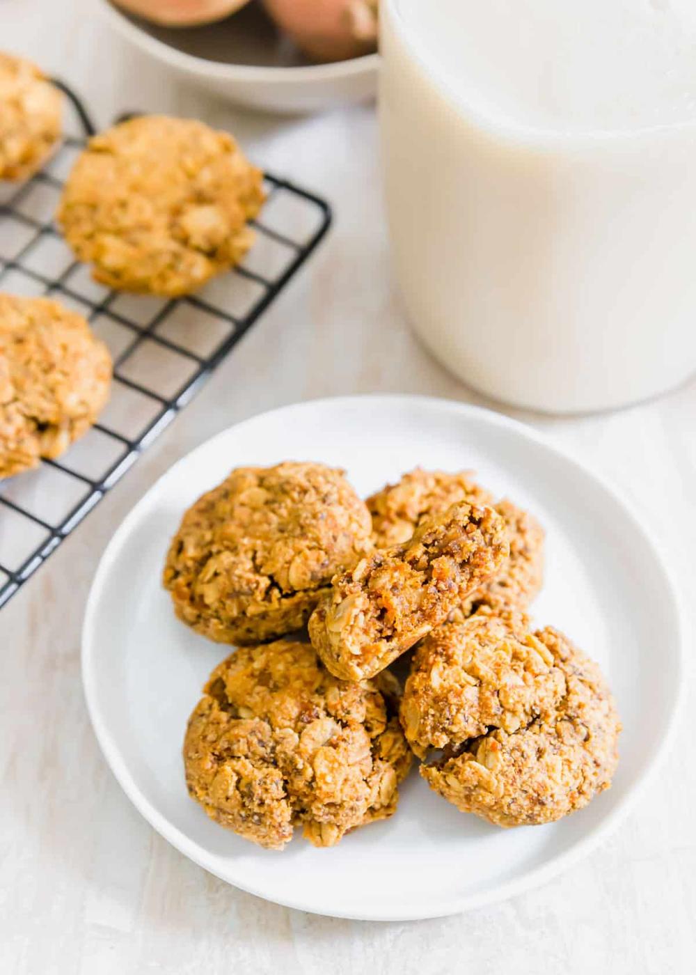 Chewy and hearty oat based sweet potato cookies with cinnamon spices