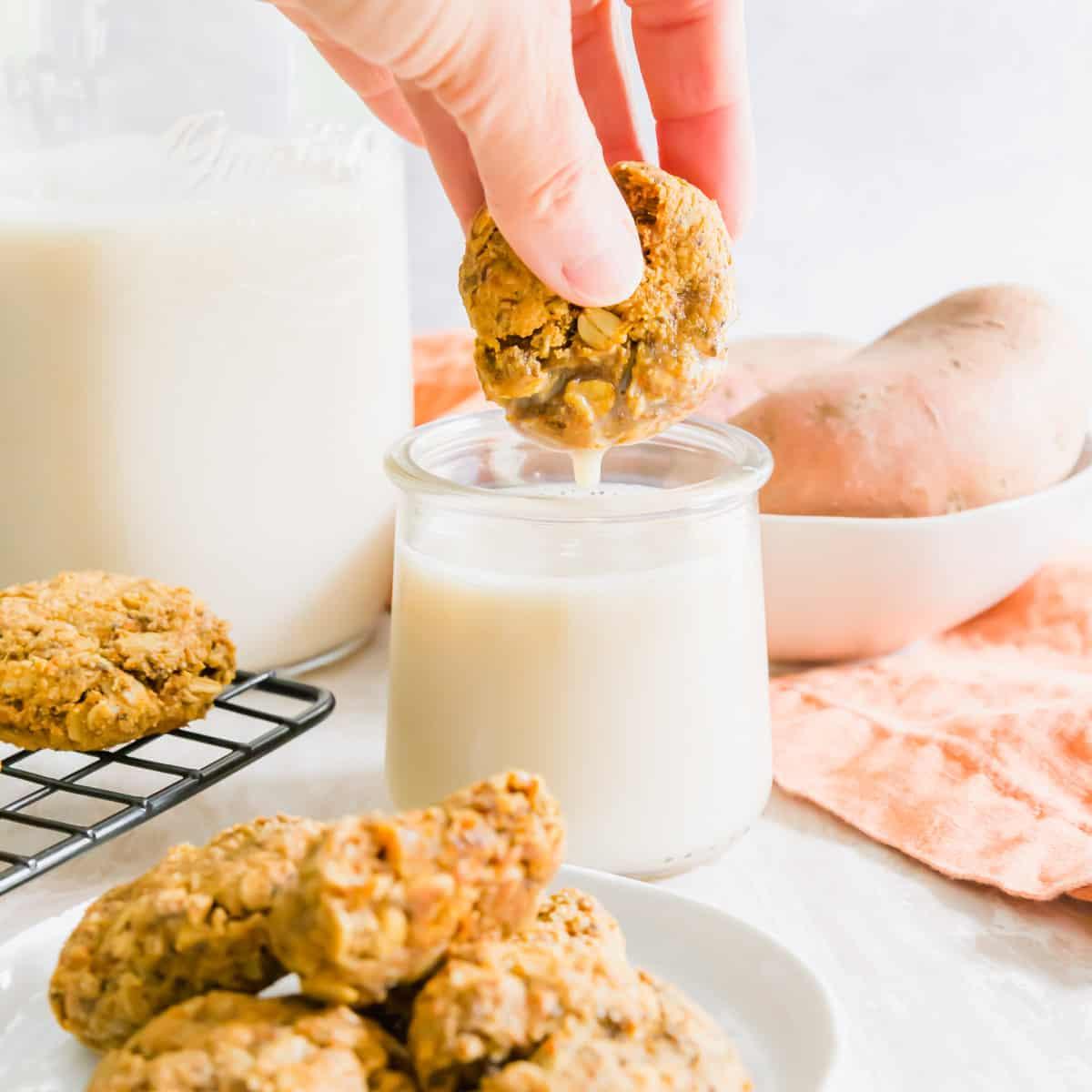 The best sweet potato cookie recipe using real, wholesome and healthy ingredients like oats, almond flour, chia seeds and mashed sweet potato