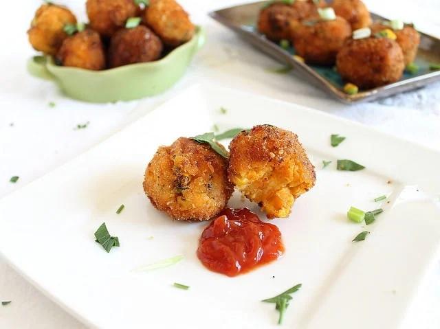 Sweet potato corn cheddar fritters
