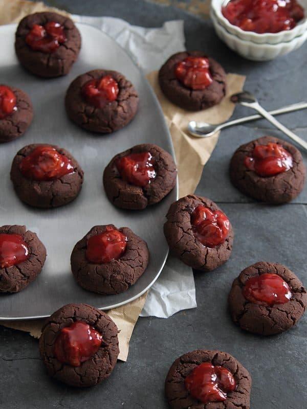 Gluten free chocolate thumbprint cookies