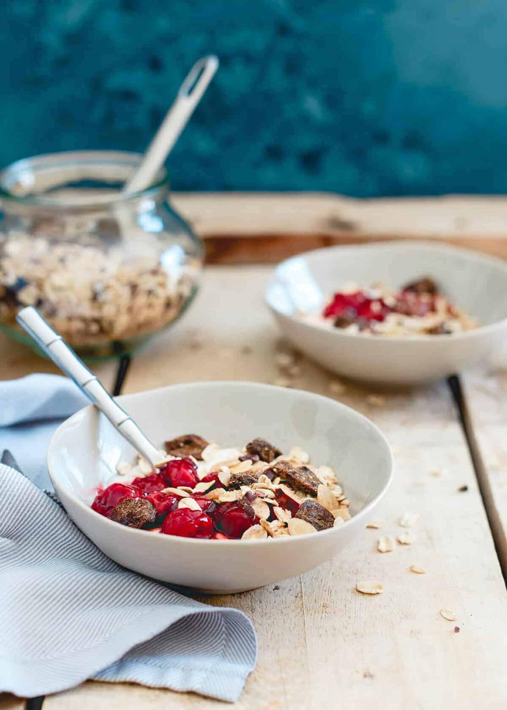 Tart Cherry Ginger Muesli Yogurt Bowls