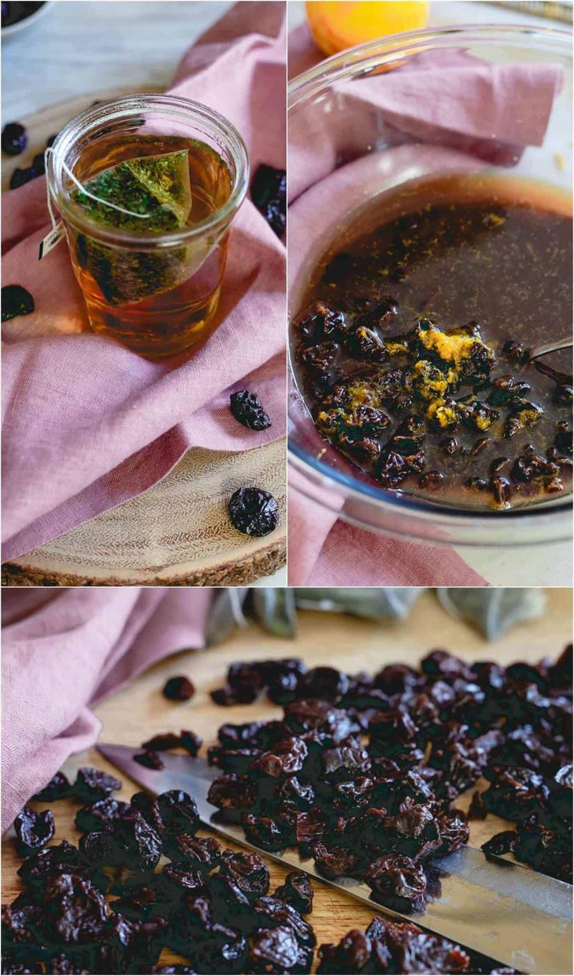 Dried tart cherries are soaked in earl grey tea and make a delicious and nutritious addition to this simple tea bread.