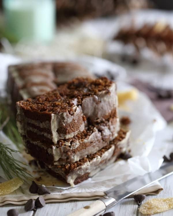 Gingerbread tea glazed chocolate gingerbread loaf