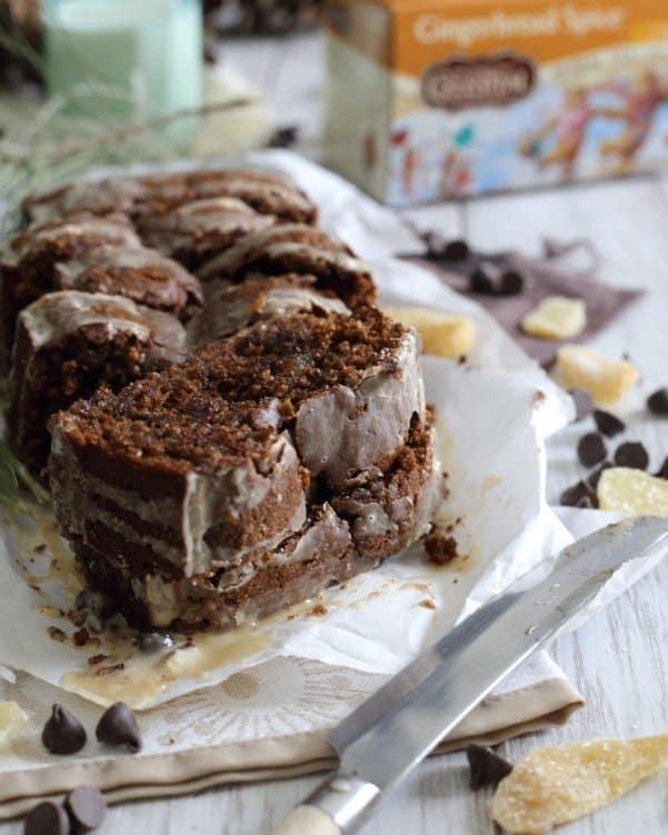 Glazed chocolate gingerbread loaf