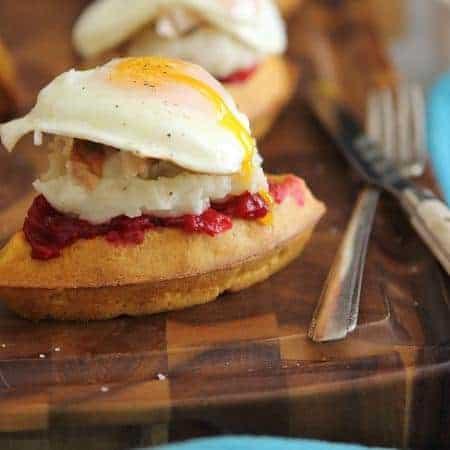 Thanksgiving Leftover Pumpkin Waffle Breakfast Sandwiches