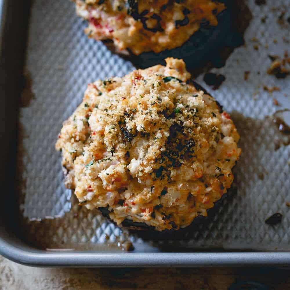 Cheesy Garlic Turkey Stuffed Portobello Mushrooms