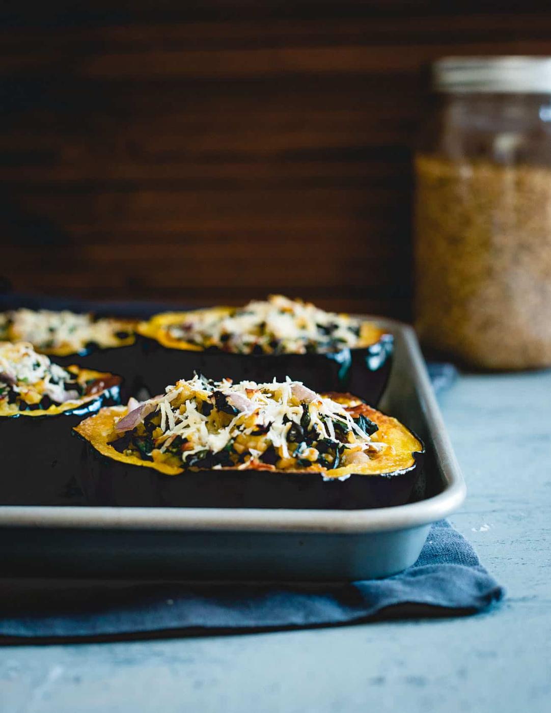 These twice baked acorn squash are a lovely, hearty fall dish that's plenty filling on its own or perfect as a side.