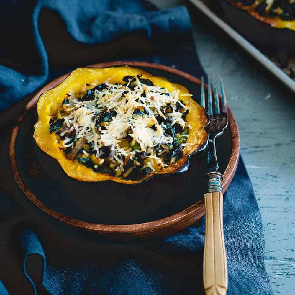 Twice Baked Kale and Pecorino Acorn Squash