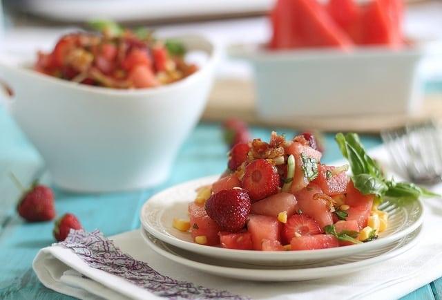 Watermelon bacon salad