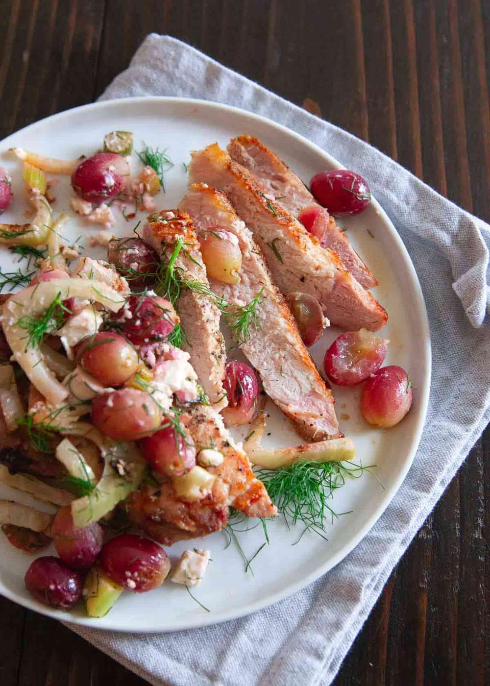 Weber Genesis II Review + Grilled Pork Chops with Grapes and Fennel