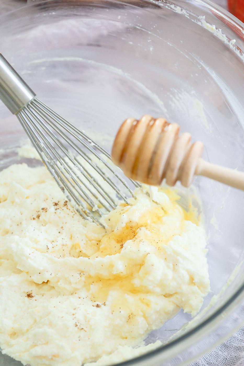 Whipped orange cardamom honey sweetened ricotta is creamy, light and delicious.