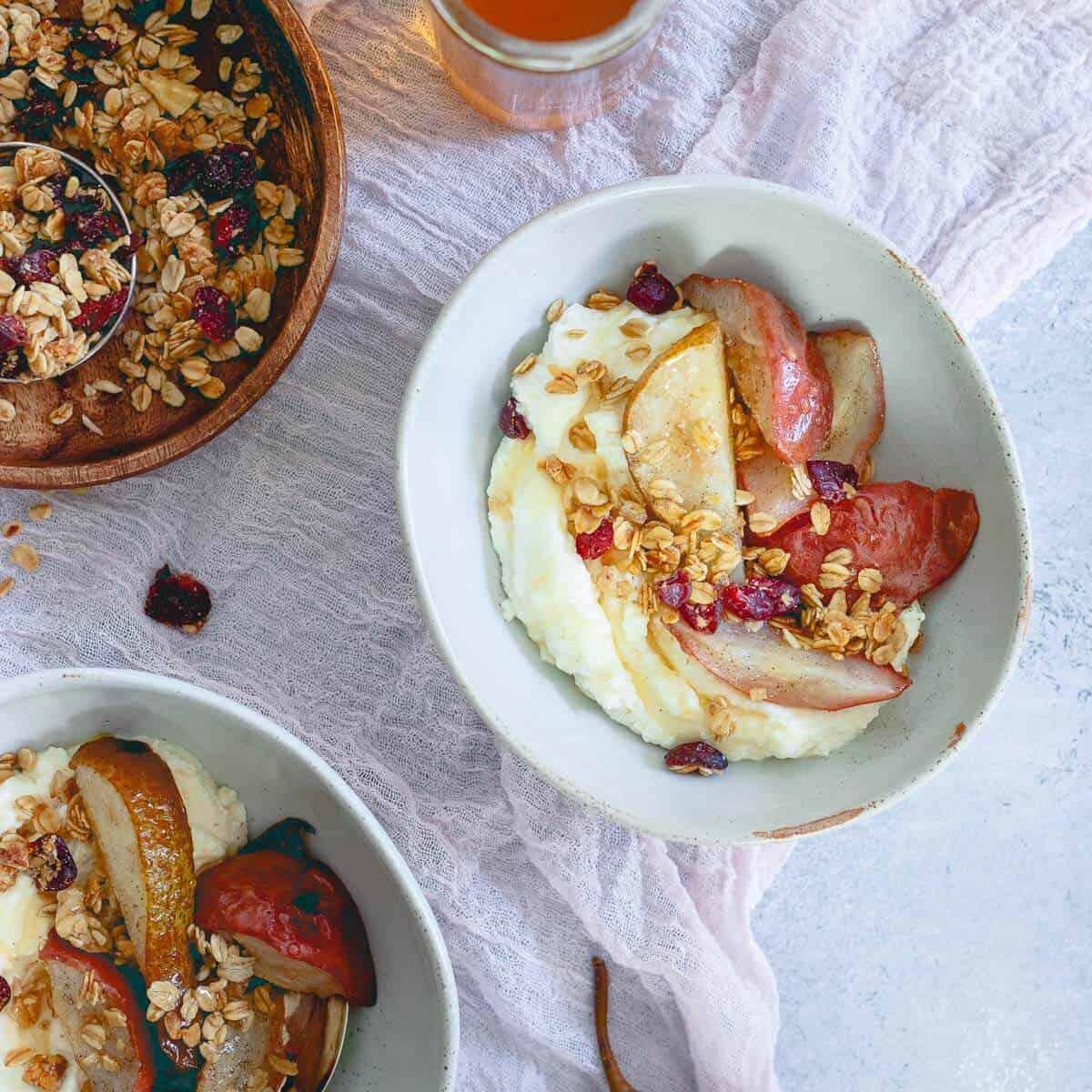Orange Cardamom Whipped Ricotta Bowls with Roasted Pears