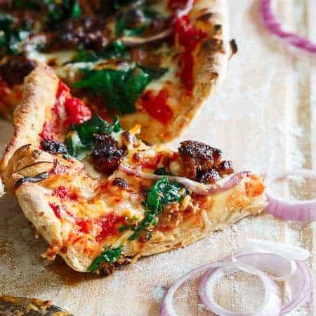 Whole Wheat Chorizo Spinach Skillet Pizza