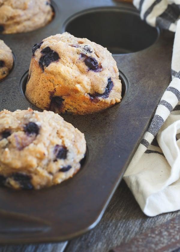 Whole Wheat Blueberry Ginger Muffins