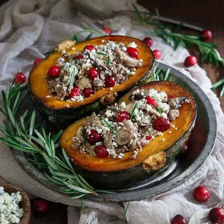 Wild Mushroom Couscous Lamb Stuffed Kabocha Squash