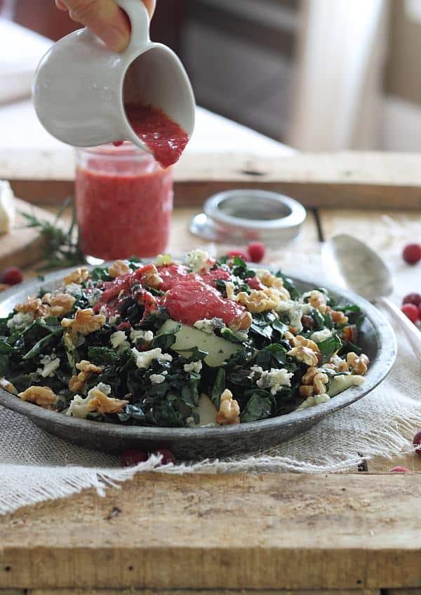 Winter Chopped Kale Salad with Cranberry Vinaigrette