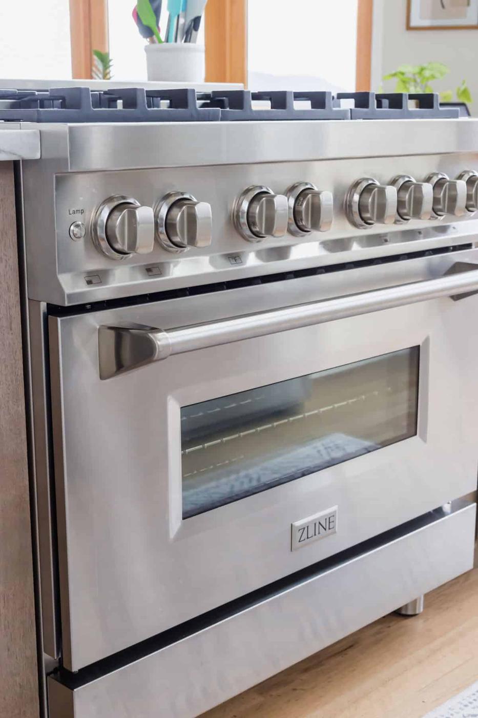 ZLINE RA-36 stainless steel dual fuel range.
