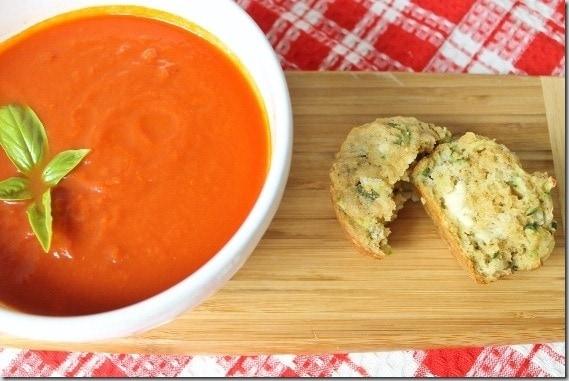 zucchini and feta muffins with soup