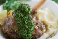 Slow-Braised Citrus Lamb Shanks with Zesty Green Harissa