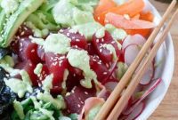 Ahi Tuna Poke Bowl with Creamy Avocado Wasabi