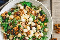 Savory Tart Cherry Granola Salad with Bay Scallops, Baby Kale & Corn